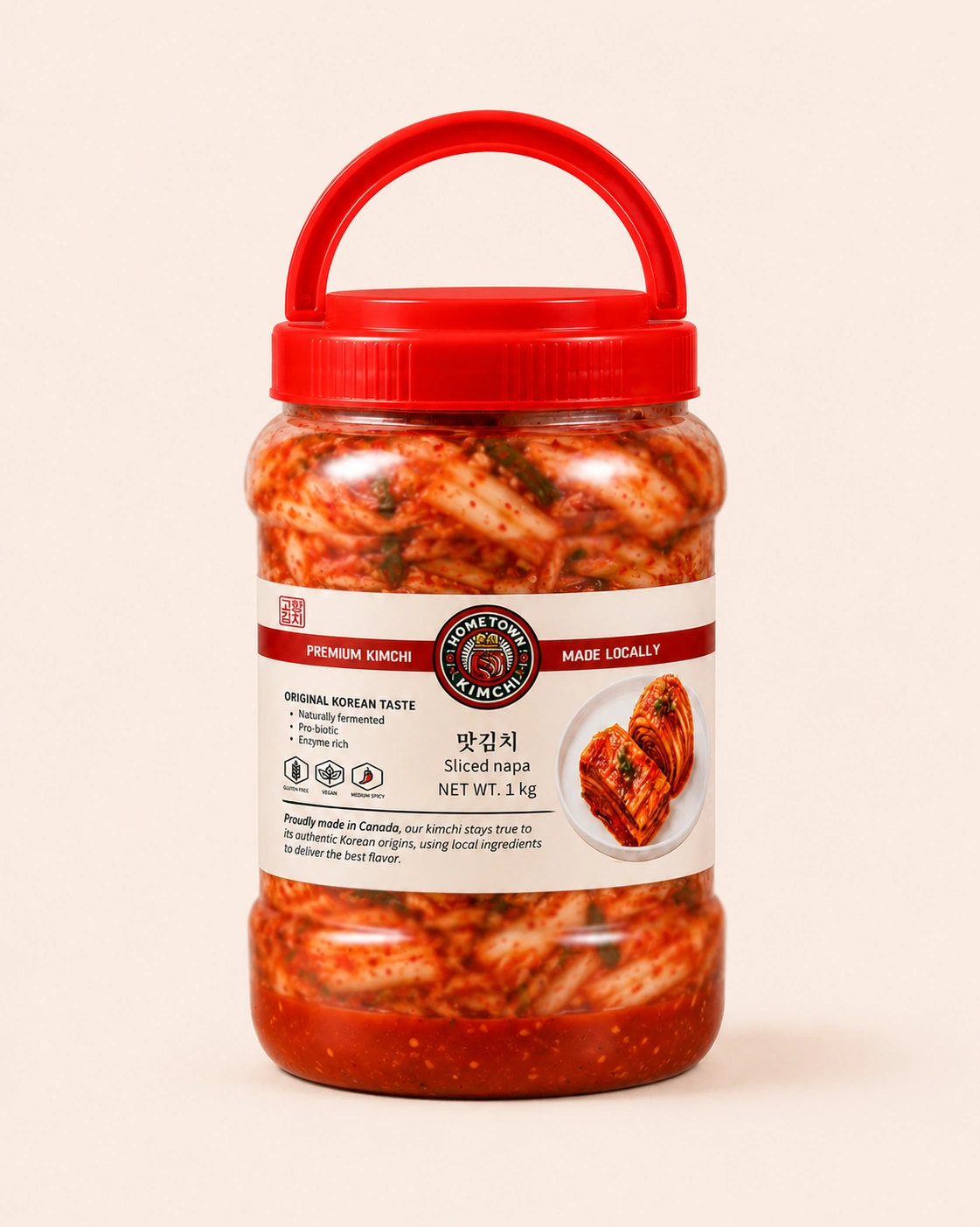 Sliced napa 1.8kg kimchi plastic jar